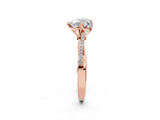 Rose gold Heart Solitaire Twist Band with Pavé Diamonds and Four-Prong Setting_67
