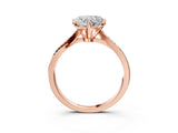 Rose gold Heart Solitaire Twist Band with Pavé Diamonds and Four-Prong Setting_68