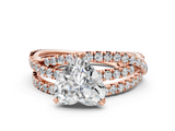 Rose gold Heart Solitaire Twist Band with Pavé Setting and Four-Prong Setting_101