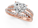 Rose gold Heart Solitaire Twist Band with Pavé Setting and Four-Prong Setting_102