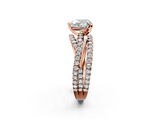 Rose gold Heart Solitaire Twist Band with Pavé Setting and Four-Prong Setting_103