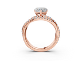Rose gold Heart Solitaire Twist Band with Pavé Setting and Four-Prong Setting_104