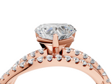 Rose gold Heart Solitaire Twist Band with Pavé Setting and Four-Prong Setting_105