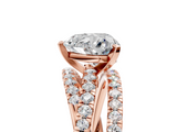 Rose gold Heart Solitaire Twist Band with Pavé Setting and Four-Prong Setting_106