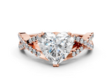 Rose gold Heart Solitaire Twist Band with Pavé Setting and Four-Prong Setting_48