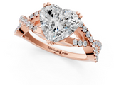 Rose gold Heart Solitaire Twist Band with Pavé Setting and Four-Prong Setting_49