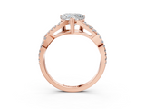 Rose gold Heart Solitaire Twist Band with Pavé Setting and Four-Prong Setting_51