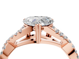 Rose gold Heart Solitaire Twist Band with Pavé Setting and Four-Prong Setting_52