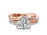 Rose gold Heart Solitaire Twist Band with Pave Prong Setting_35