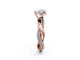 Rose gold Heart Solitaire Twist Band with Pave Prong Setting_37