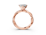Rose gold Heart Solitaire Twist Band with Pave Prong Setting_38
