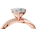 Rose gold Heart Solitaire Twist Band with Pave Prong Setting_39