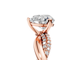 Rose gold Heart Solitaire Twist Band with Pave Prong Setting_40