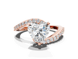 Rose gold Heart Solitaire Twist Band with Pave Set Diamonds and Four-Prong Setting_94