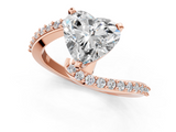 Rose gold Heart Solitaire Twist Band with Pave Set Diamonds and Four-Prong Setting_95