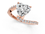 Rose gold Heart Solitaire Twist Band with Pave Set Diamonds and Four-Prong Setting_97