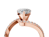 Rose gold Heart Solitaire Twist Band with Pave Set Diamonds and Four-Prong Setting_98