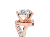Rose gold Heart Solitaire Twist Band with Pave Set Diamonds and Four-Prong Setting_99