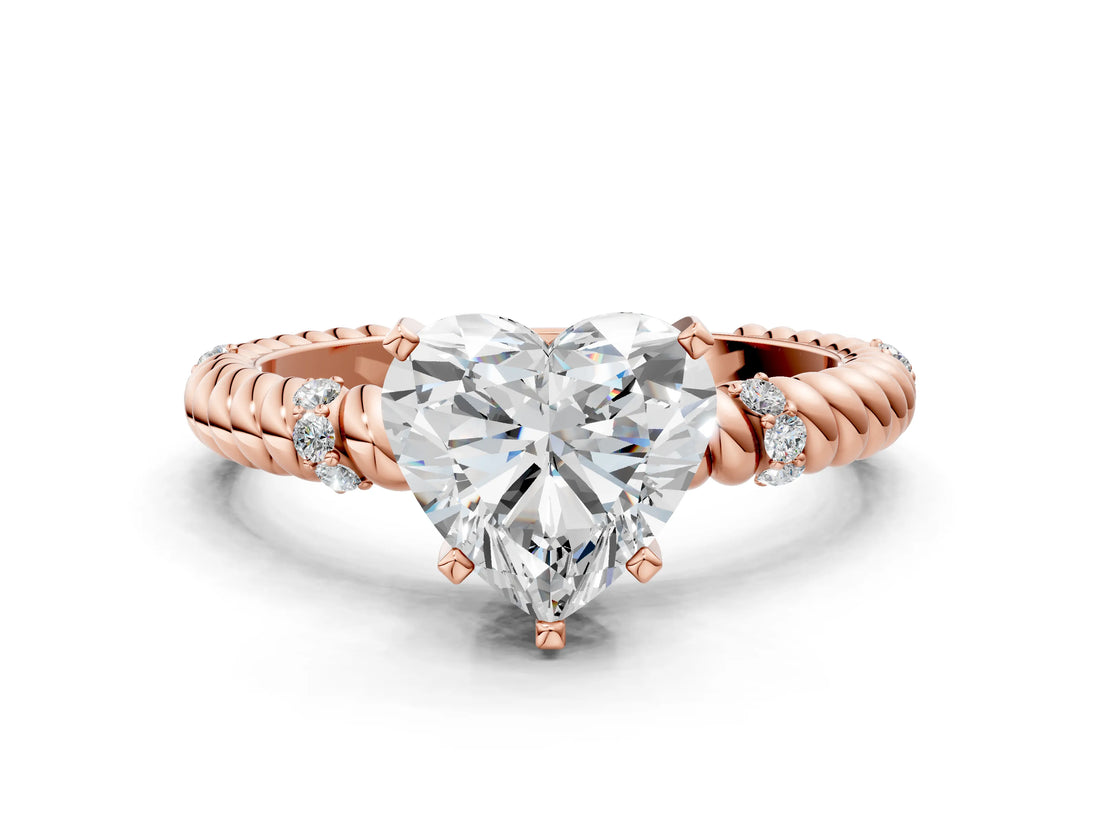 Rose gold Heart Solitaire Twisted Band Prong Set Engagement Ring_64