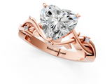 Rose gold Heart Solitaire Twisted Band Prong Setting Ring_179