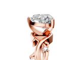 Rose gold Heart Solitaire Twisted Band Prong Setting Ring_183