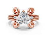 Rose gold Heart Solitaire Twisted Band Scroll Prong Ring_3