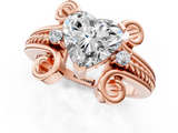 Rose gold Heart Solitaire Twisted Band Scroll Prong Ring_4
