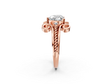 Rose gold Heart Solitaire Twisted Band Scroll Prong Ring_5