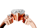 Rose gold Heart Solitaire Twisted Band Scroll Prong Ring_7