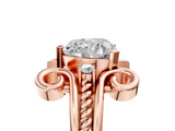 Rose gold Heart Solitaire Twisted Band Scroll Prong Ring_8