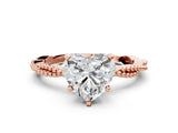 Rose gold Heart Solitaire Twisted Band with Bead Prong Setting_318
