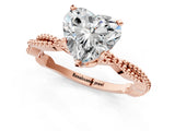 Rose gold Heart Solitaire Twisted Band with Bead Prong Setting_319