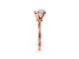 Rose gold Heart Solitaire Twisted Band with Bead Prong Setting_320