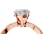 Rose gold Heart Solitaire Twisted Band with Bead Prong Setting_322