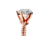 Rose gold Heart Solitaire Twisted Band with Bead Prong Setting_323
