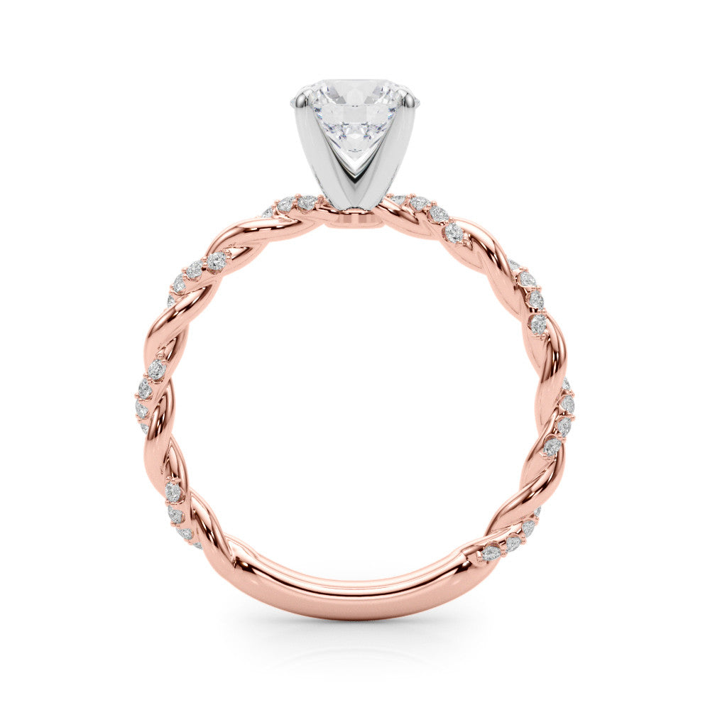 Rose gold Heart Solitaire Twisted Band with Pavé Accents and Four-Prong Setting 1