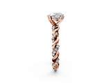 Rose gold Heart Solitaire Twisted Band with Pavé Accents and Four-Prong Setting_22