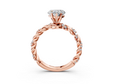 Rose gold Heart Solitaire Twisted Band with Pavé Accents and Four-Prong Setting_23