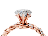 Rose gold Heart Solitaire Twisted Band with Pavé Accents and Four-Prong Setting_24