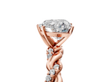 Rose gold Heart Solitaire Twisted Band with Pavé Accents and Four-Prong Setting_25