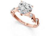 Rose gold Heart Solitaire Twisted Band with Prong Setting 1