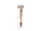 Rose gold Heart Solitaire Twisted Band with Prong Setting 2
