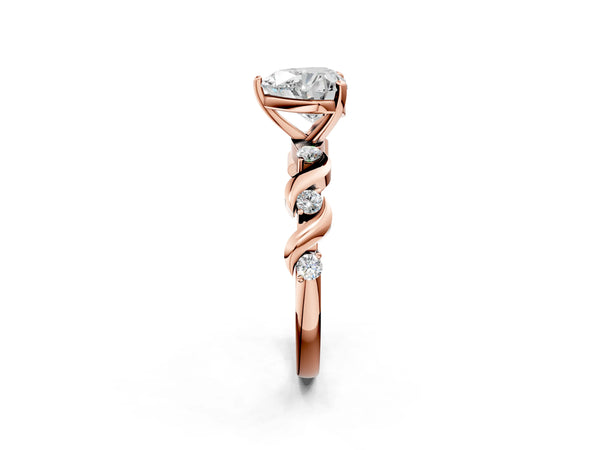 Rose Gold Heart-Shaped Solitaire Engagement Ring Setting with Ribbon Twist Accent Band
