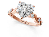 Rose gold Heart Solitaire Twisted Band with Prong Setting 3