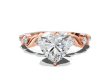 Rose gold Heart Solitaire Twisted Band with Prong Setting