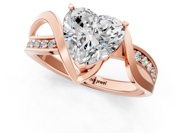 Rose gold Heart Solitaire Twisted Band with Prong Setting