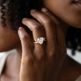 Rose gold Heart Solitaire Twisted Band with Prong Setting_14
