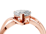 Rose gold Heart Solitaire Twisted Band with Prong Setting_17