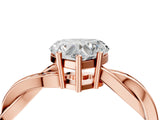 Rose gold Heart Solitaire Twisted Pave Diamond Ring with Four-Prong Setting_106