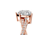 Rose gold Heart Solitaire Twisted Pave Diamond Ring with Four-Prong Setting_107